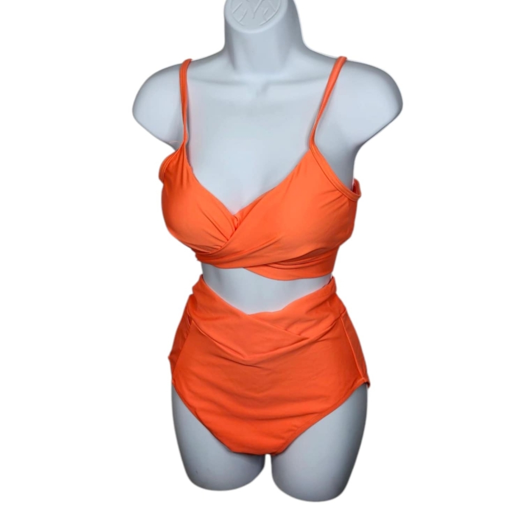 Iuga 2pc NWT Orange Cross Strap Bathing Suit Size M